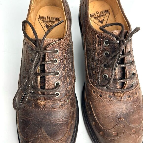 John FLUEVOG ADRIANA LOIS Brown Leather Lace Up Western Shoes Ankle Booties 6 - Picture 9 of 16